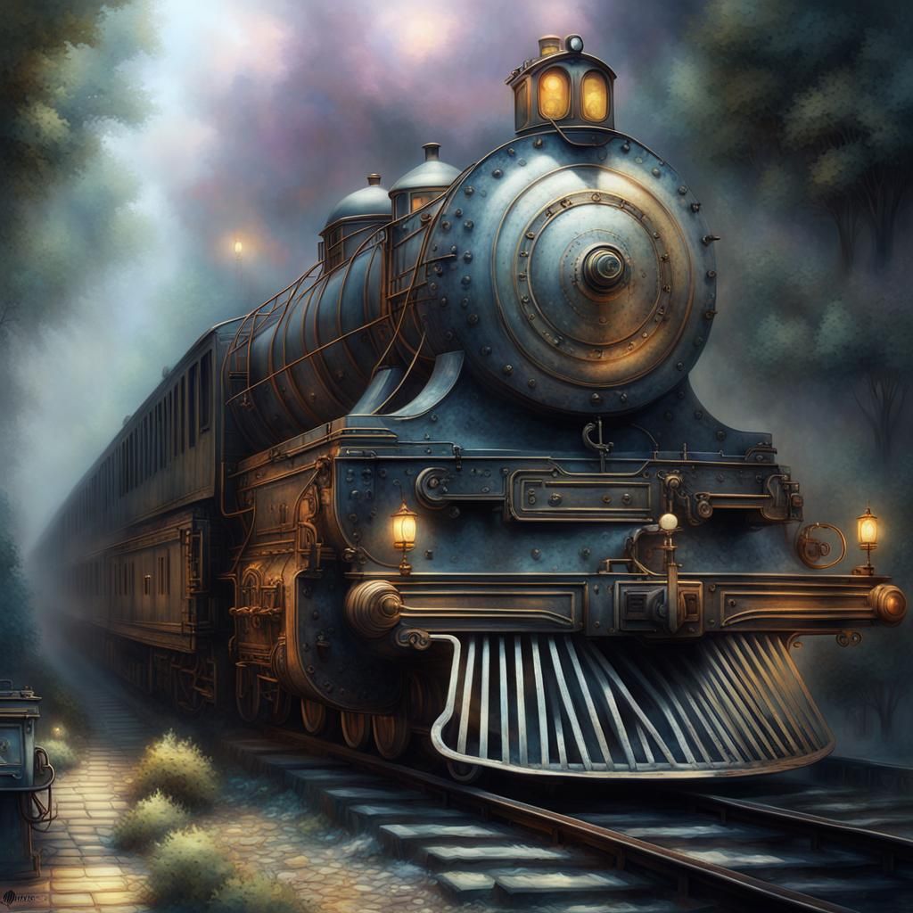 Ethereal Train Journey in Digital Matte Painting