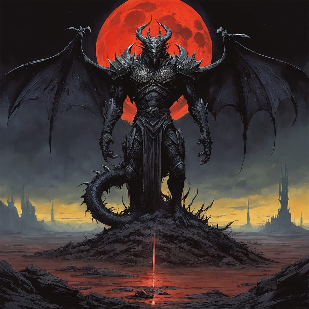 Warlord in Ruin Under Bloody Moonlight