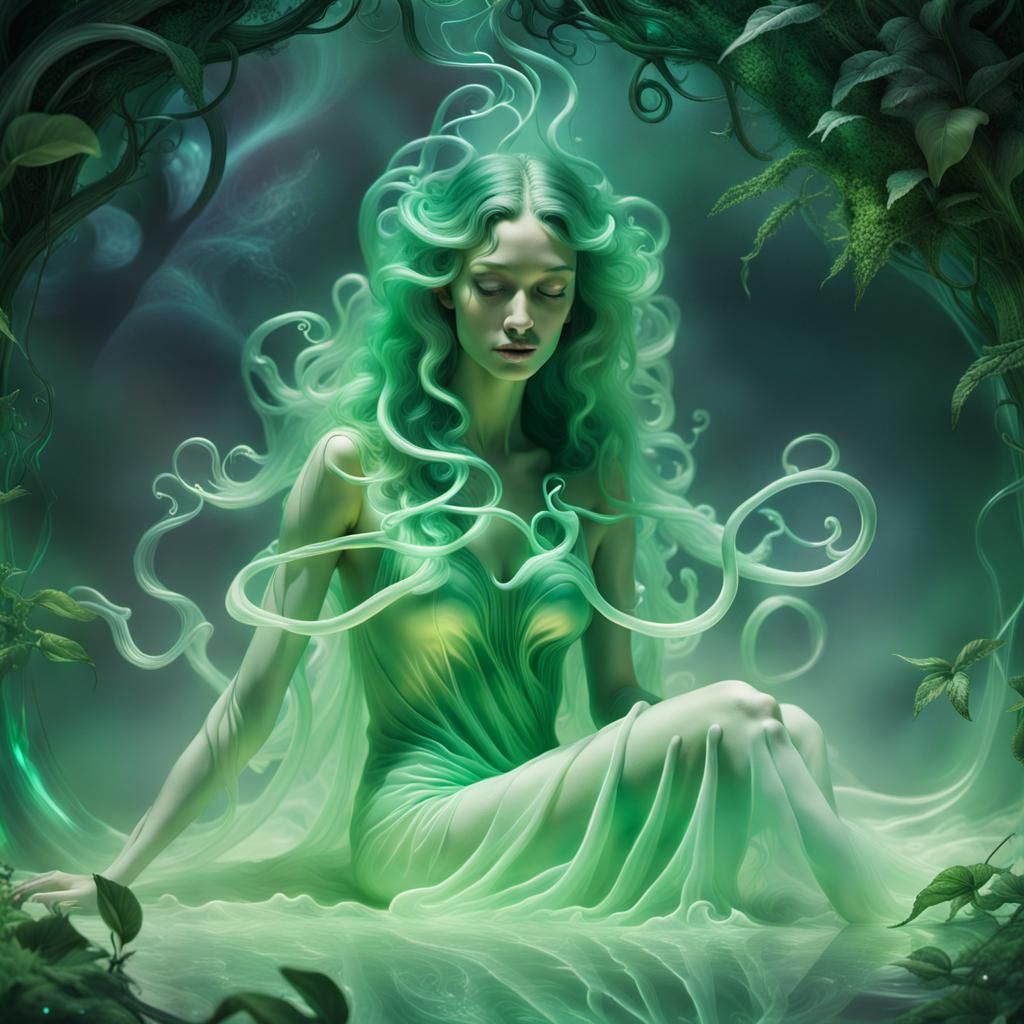 Surreal Celestial Entity in Dreamlike Garden