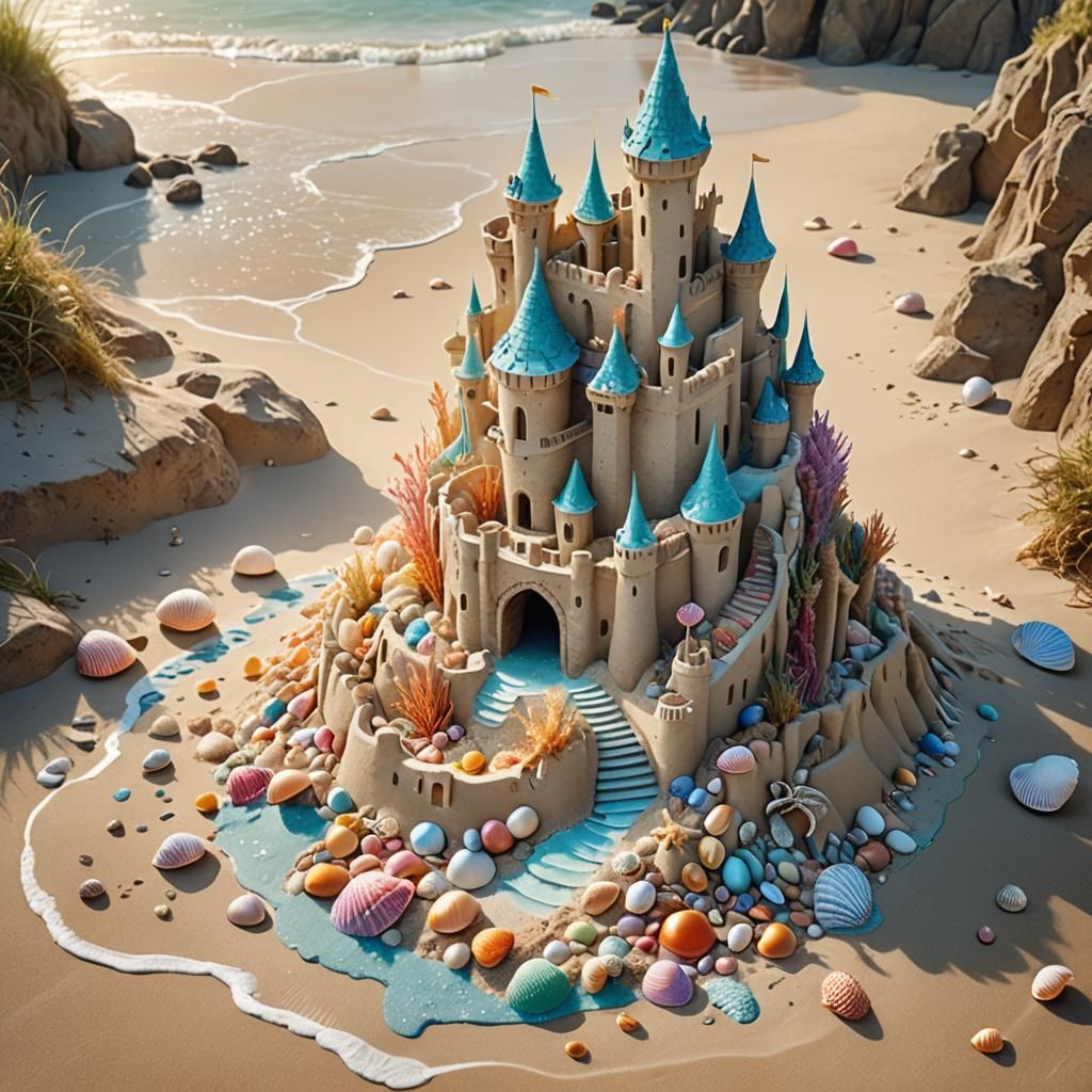 Sandcastle Masterpiece on a Misty Beach