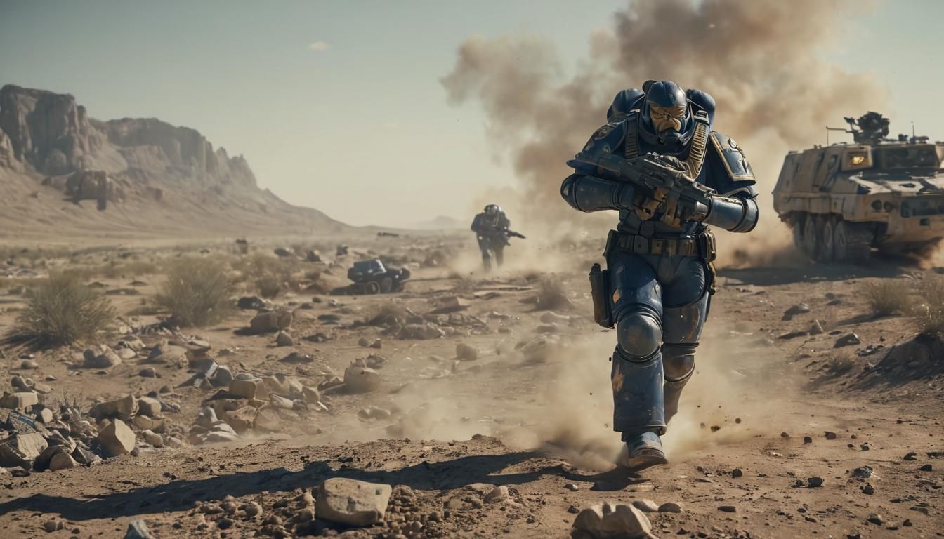 Space Marine in Teacup: Cinematic Battlefield Scene