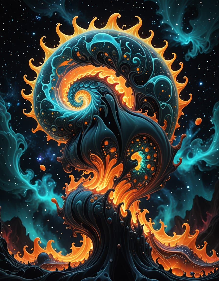 3D Fractal Vortex of Glowing Geometric Shapes