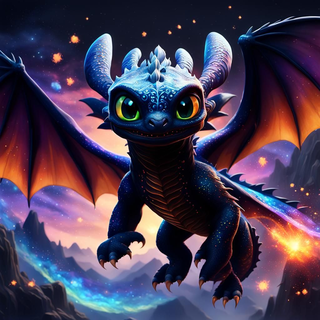 Galaxy Toothless Dragon Concept Art in 8K