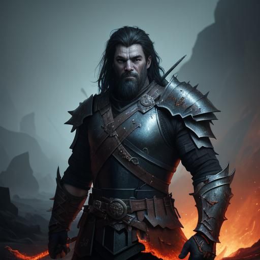 Furious Warrior Portrait in Dark Fantasy Realm