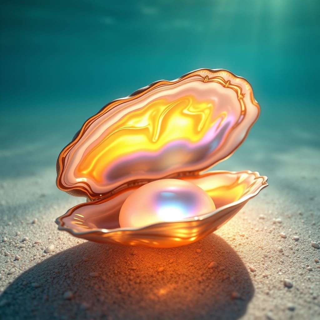Luminous 3D Oyster Render in Vibrant Oceanic Colors