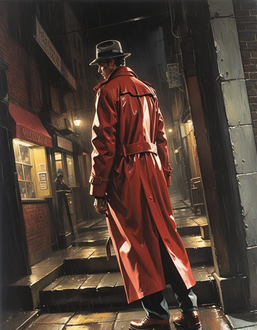 Man in the Shadows of a Noir Night