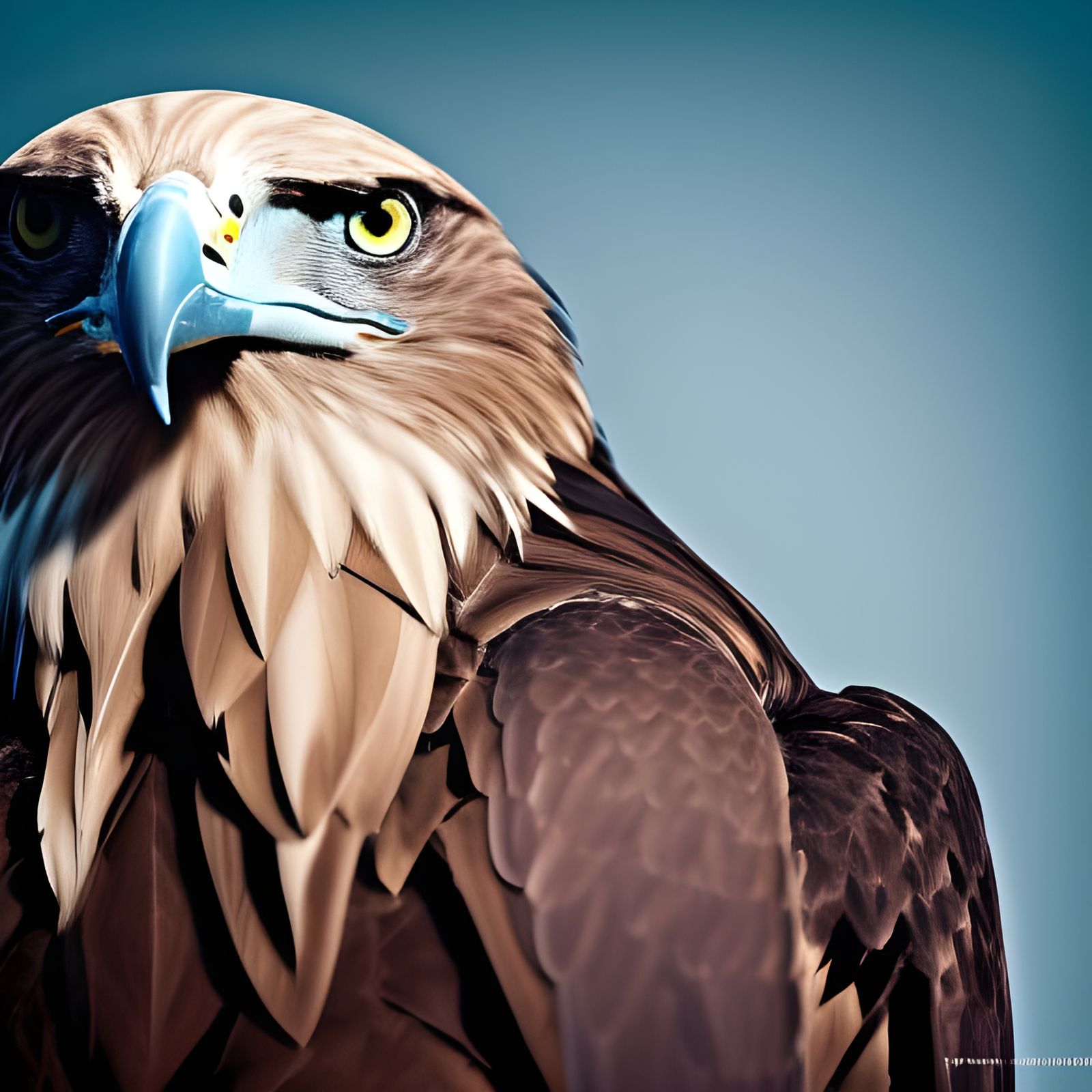 Eagle Hunter Close-Up Portrait in Flight