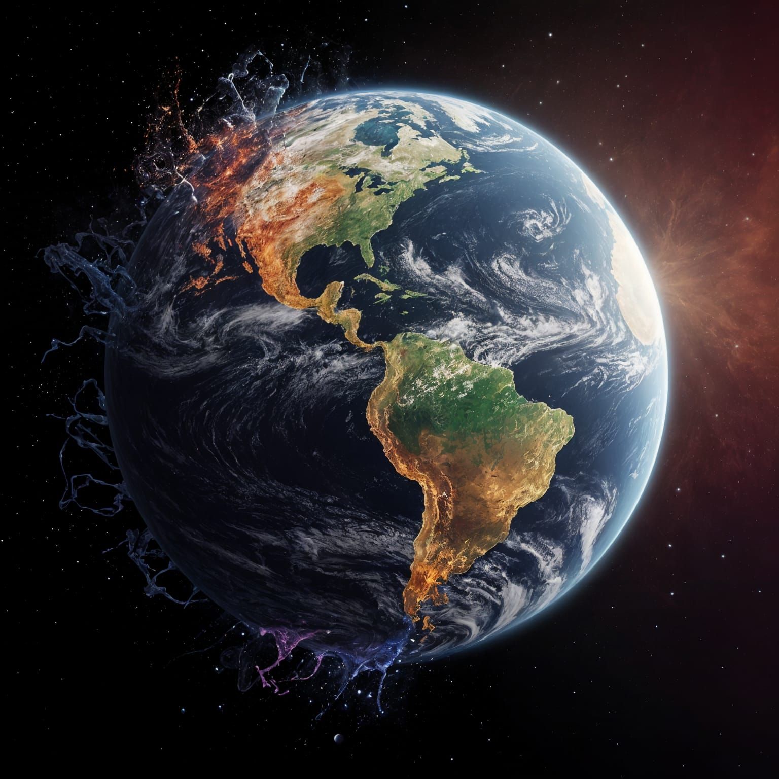 Dramatic Hyperrealistic Splash Art of a Planet in Despair