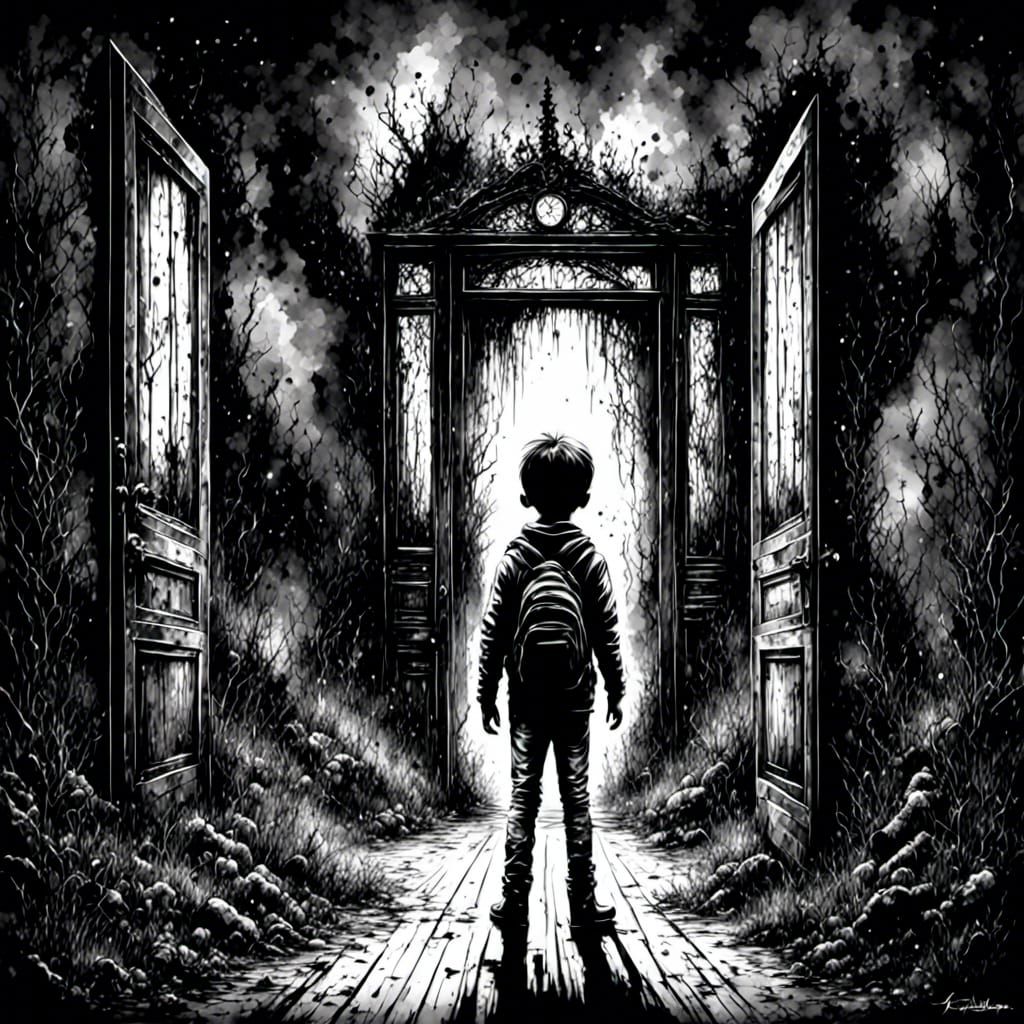 Boy Discovering a Magical World at Night