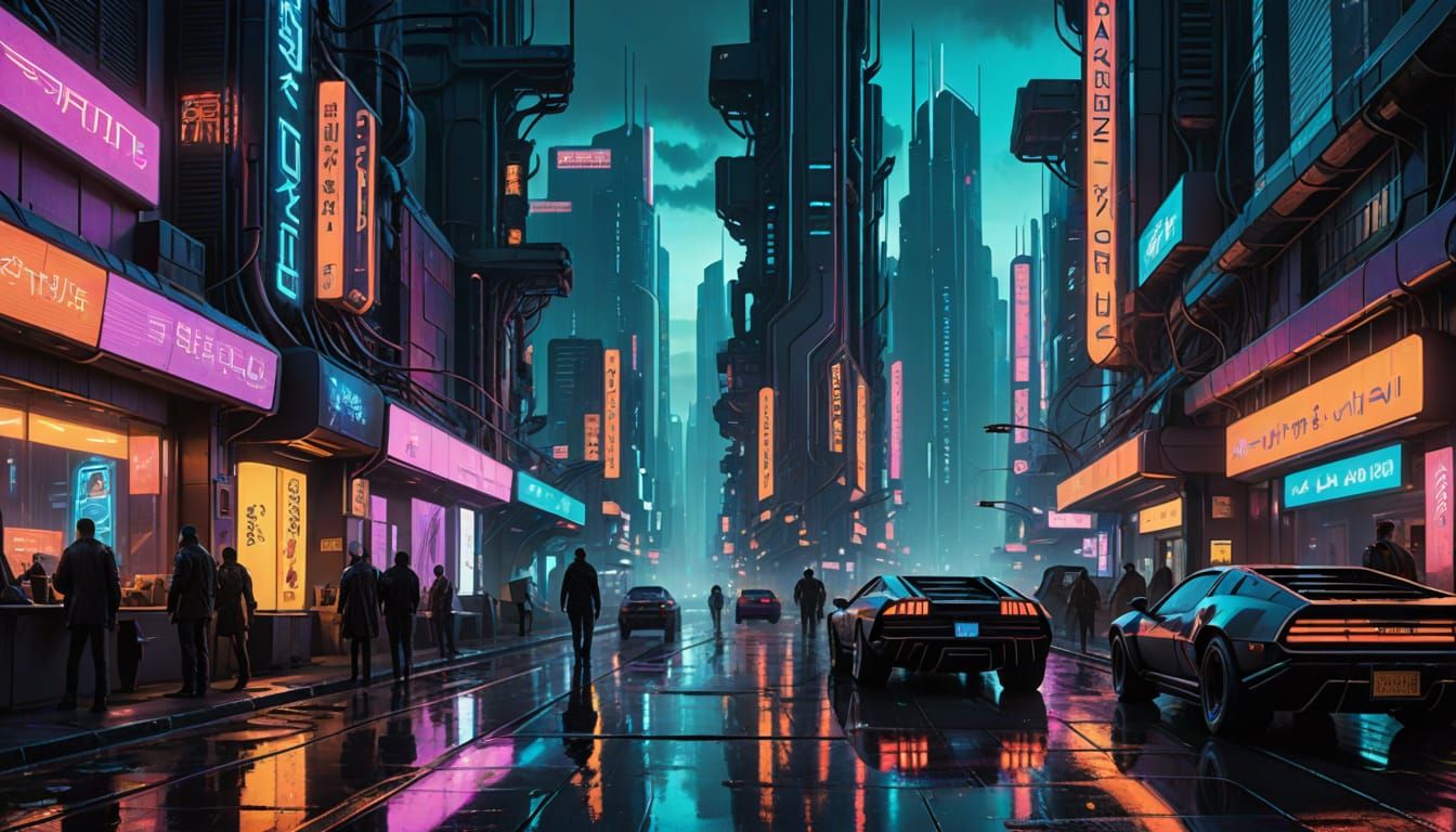 Cyberpunk Cityscape at Dusk in a Blade Runner-Inspired Aesth...