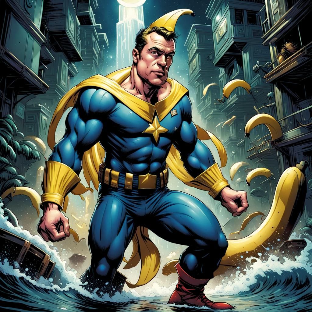 Captain Banana Comic Book Art Illustration