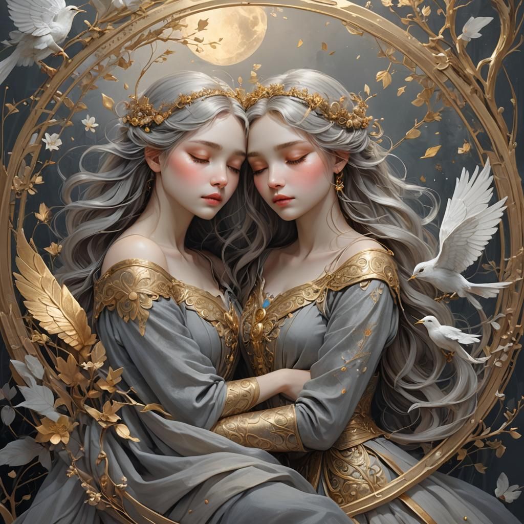 Ethereal Sleeping Figures on Double Round Canvas