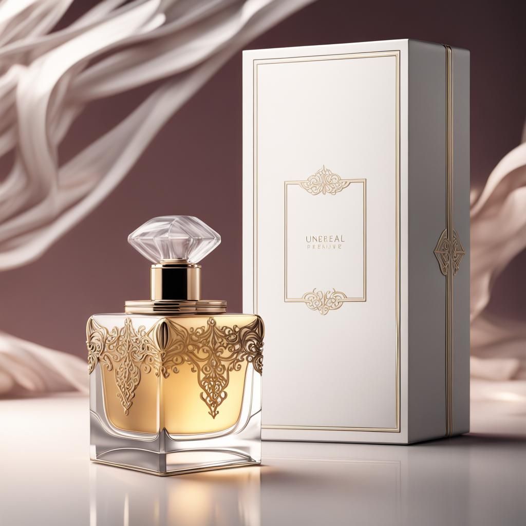 Elegant White Perfume Box Mockup in Digital Art