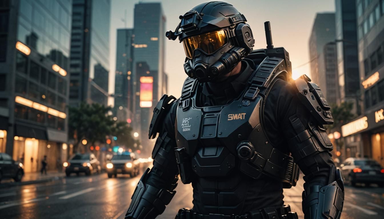 Hyperrealistic SWAT Agent in Tactical Suit