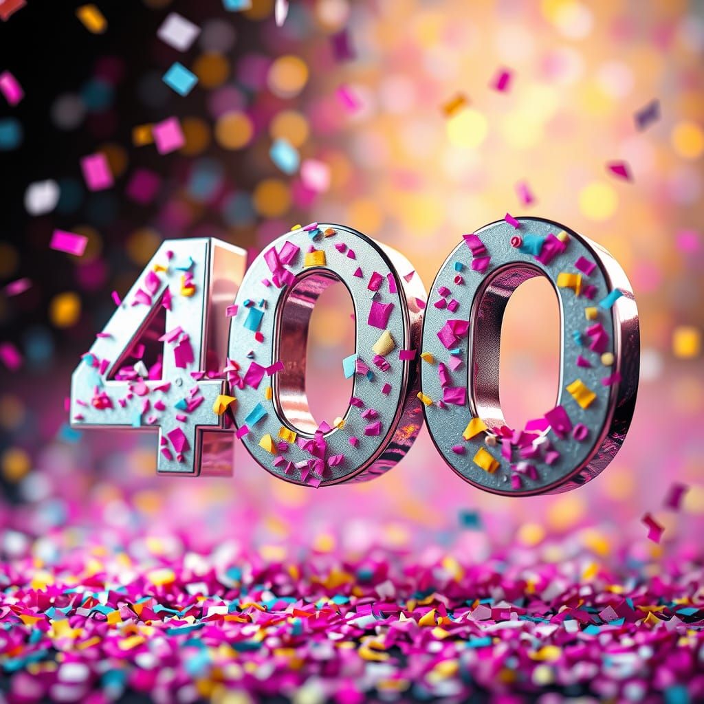 Metallic Silver Number 400 in Vibrant Confetti Aesthetic
