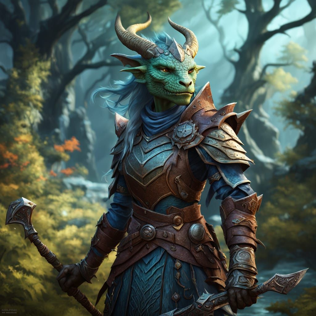Female Dragonborn Druid Fantasy Concept Art