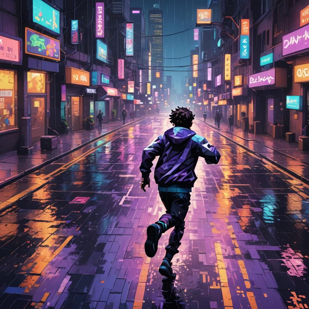8-bit Pixel Art: Neon City Chase