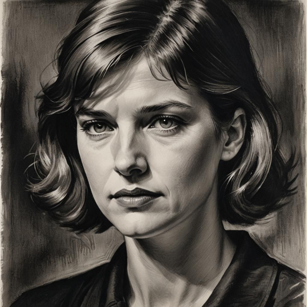 Haunted Charcoal Portrait in Expressionist Style