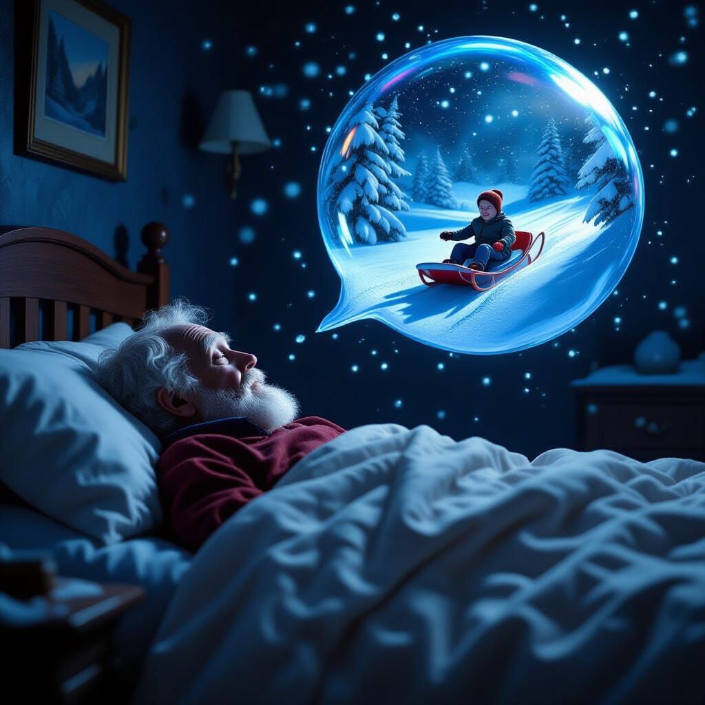 Old Man's Final Dream: Boyhood Memories in Snow