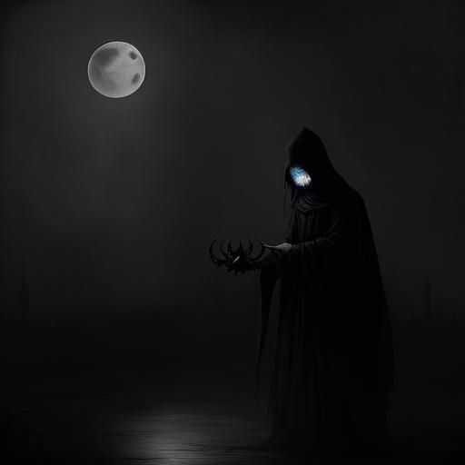 Red Devil Speaks to Silver Moon in Dark Fantasy