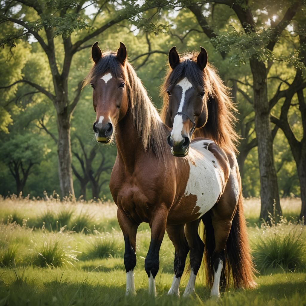 Majestic Stallion Portrait in Lush Green Meadow