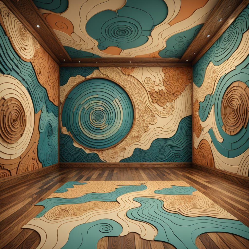 War Map Room Interior in Pastel Abstract Style