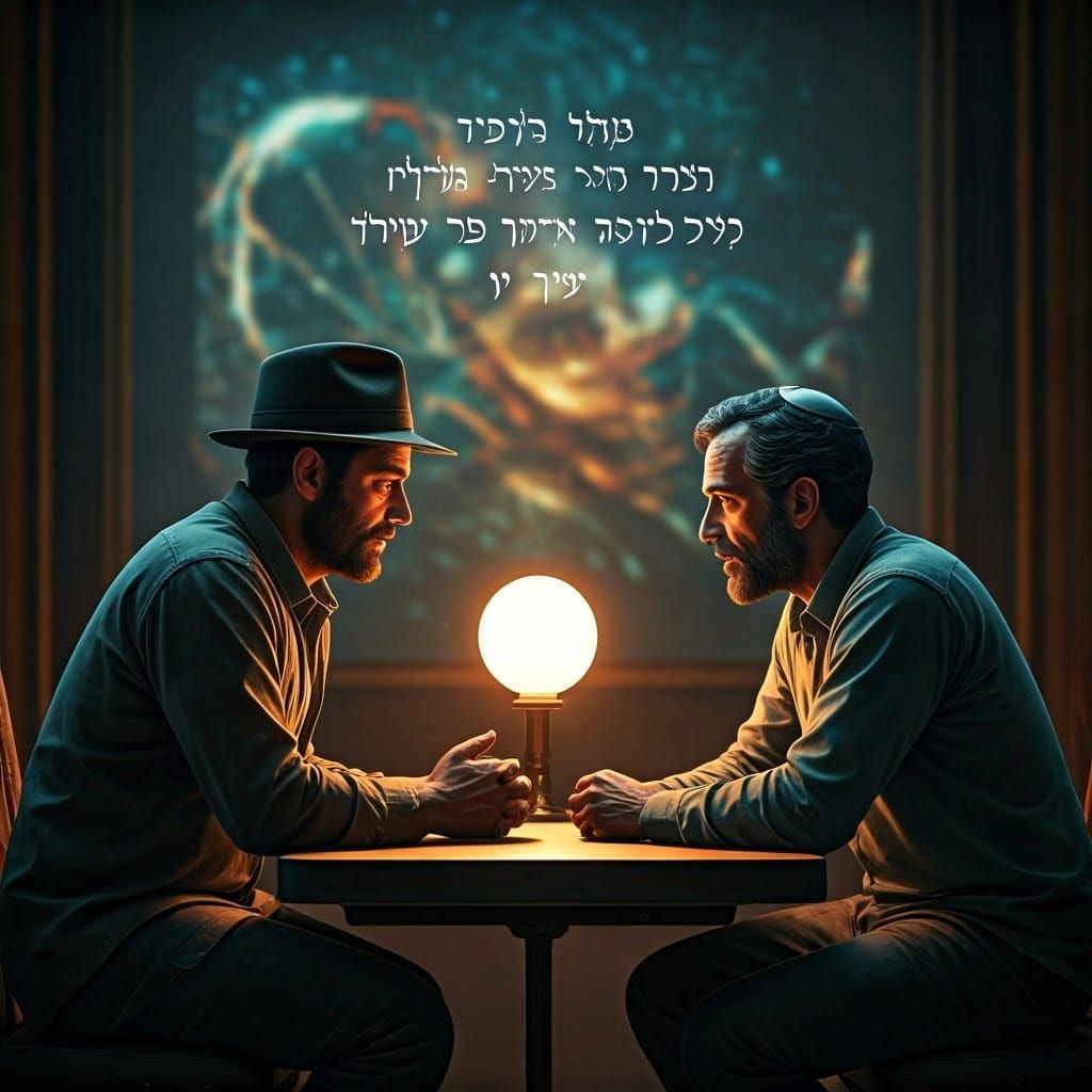 Two Men Share a Profound Moment in a Dimly Lit Room, Illumin...