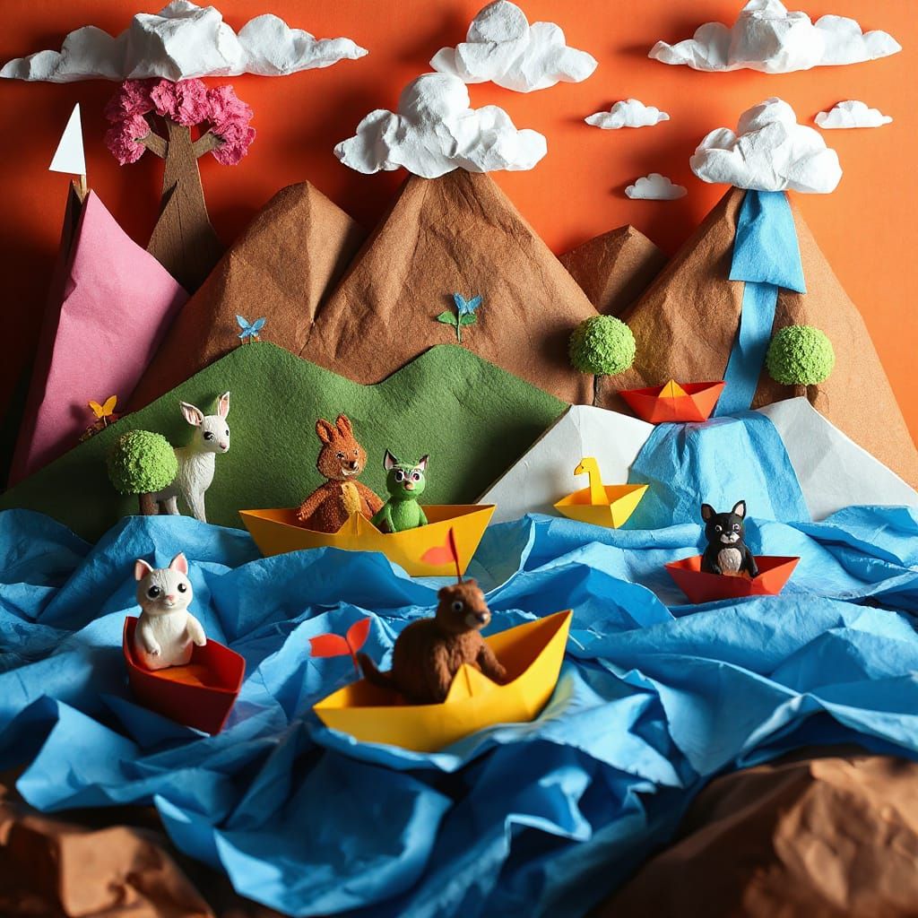Joyful Paper Diorama with 3D Collage Effect