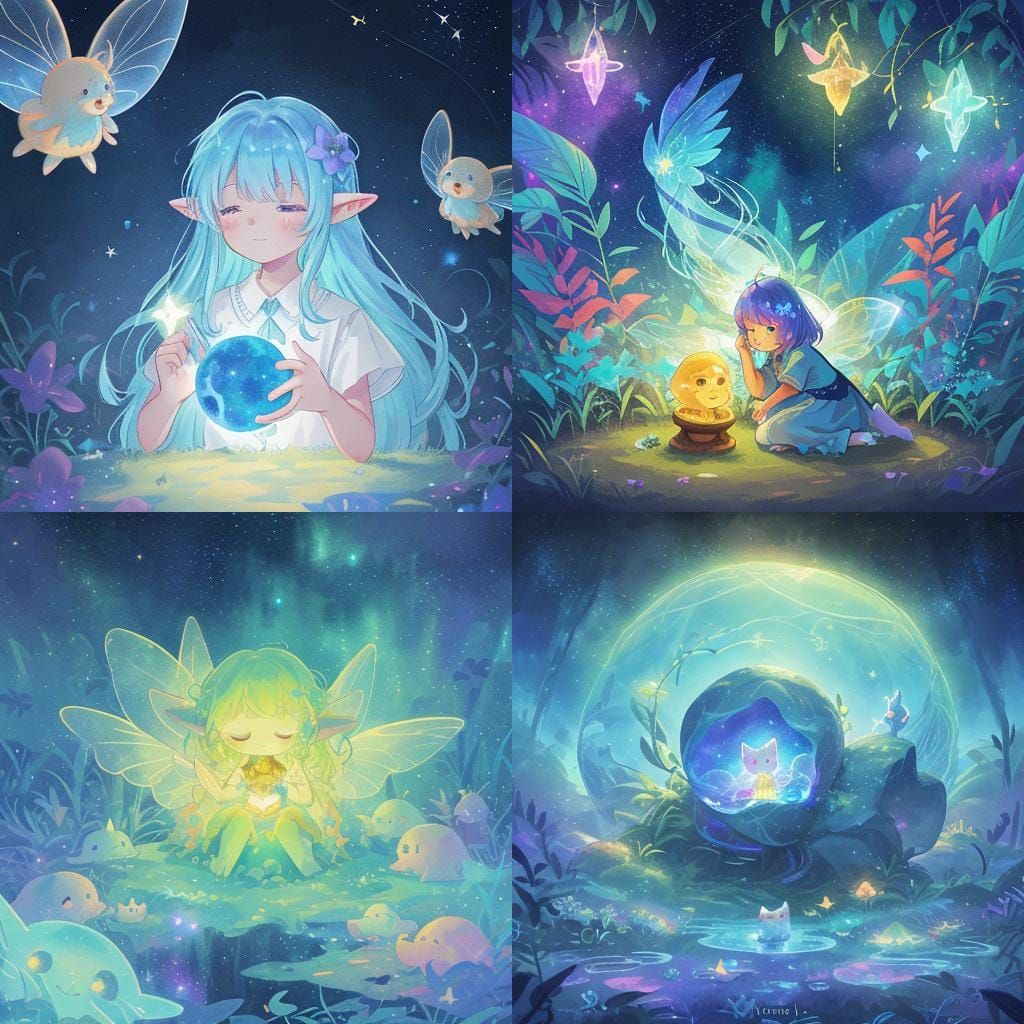 Cosmic Homes for Mythical Beings in Astral Illustration