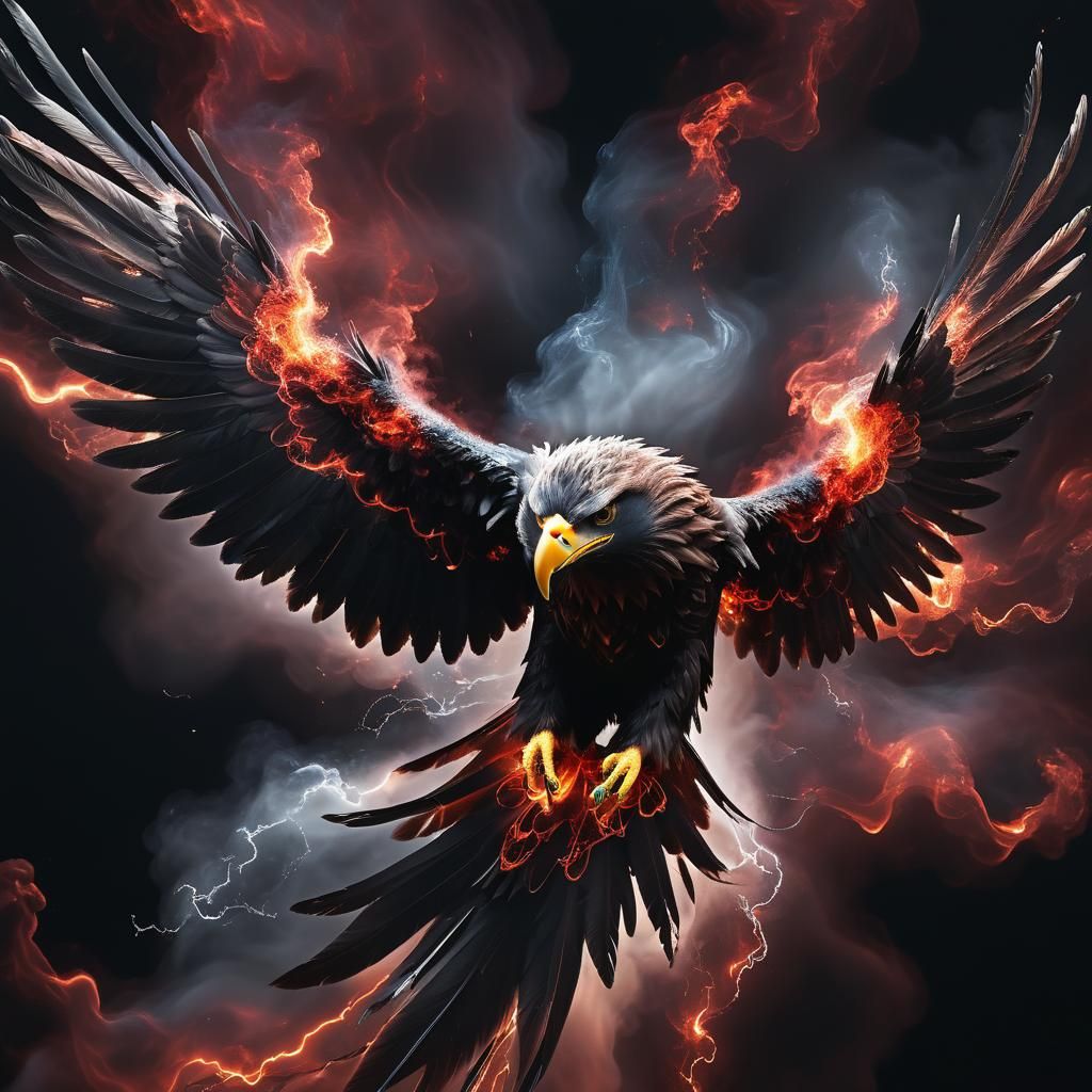 Fluidic Lightning Eagle in Red and Black