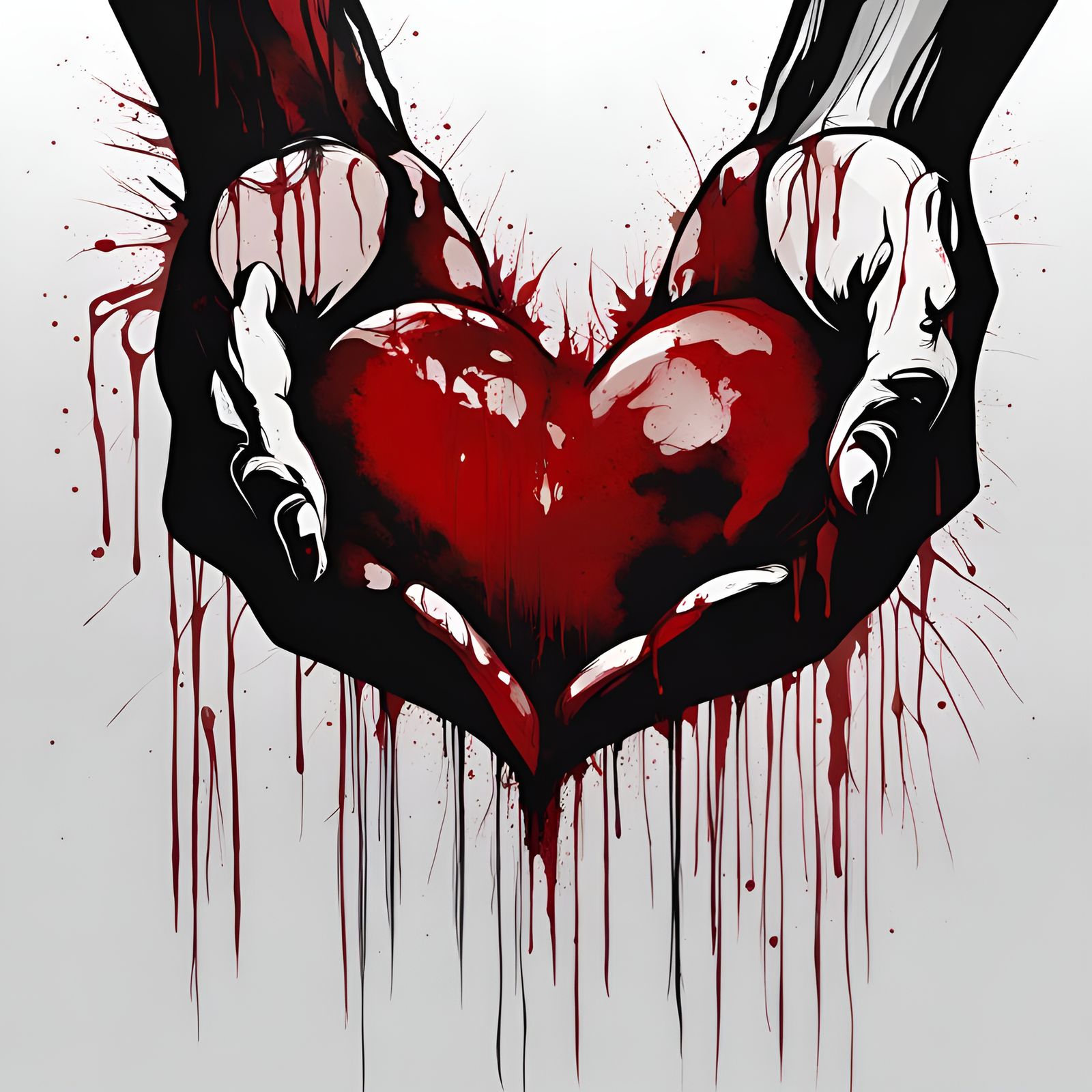 Bloody Heart Held in Hands: Abstract Art