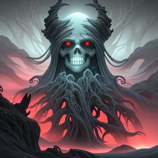 Menacing Demon Rises from Pearly Waters