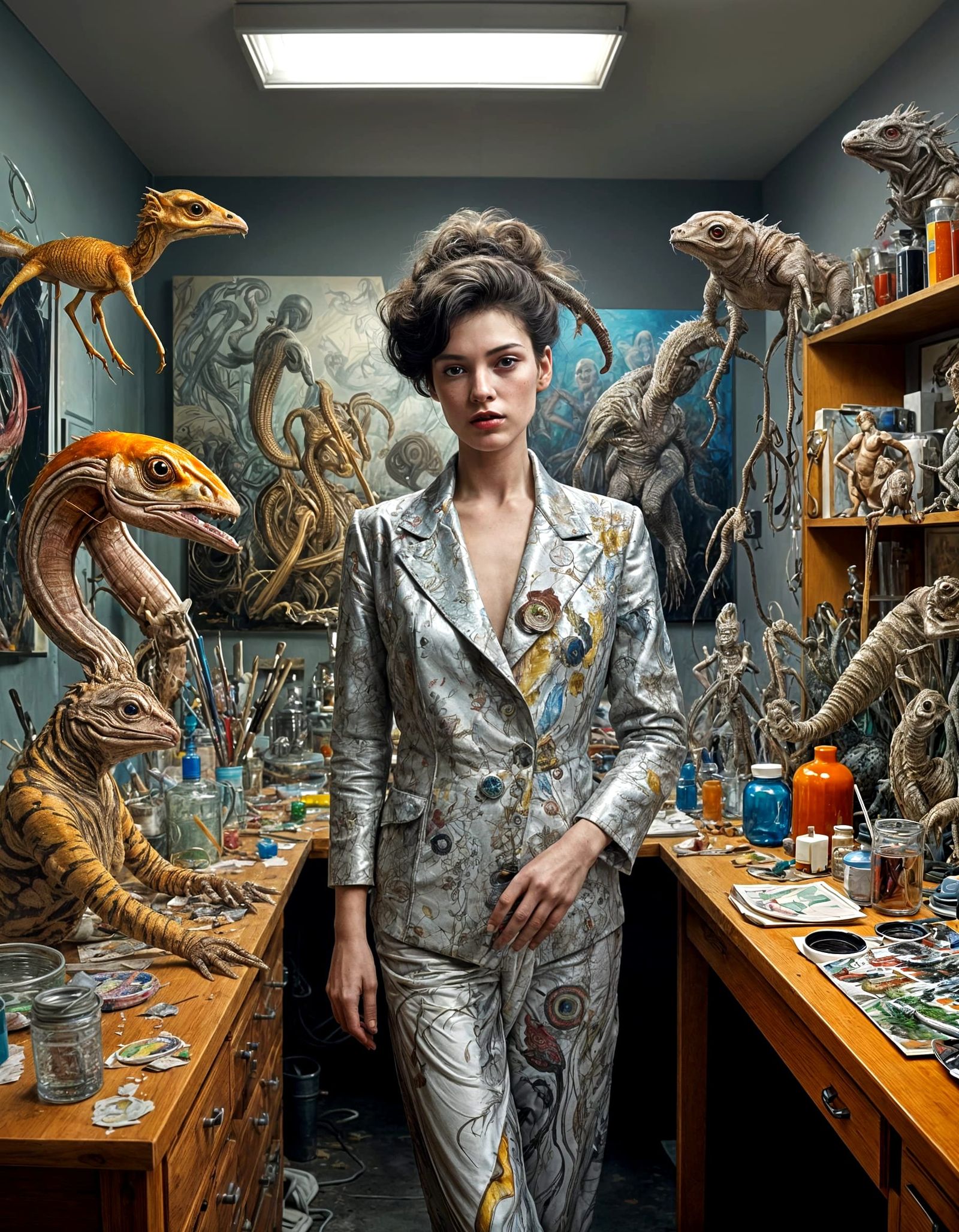 Surreal Portrait of Chicly Dressed Person in Bizarre Scene