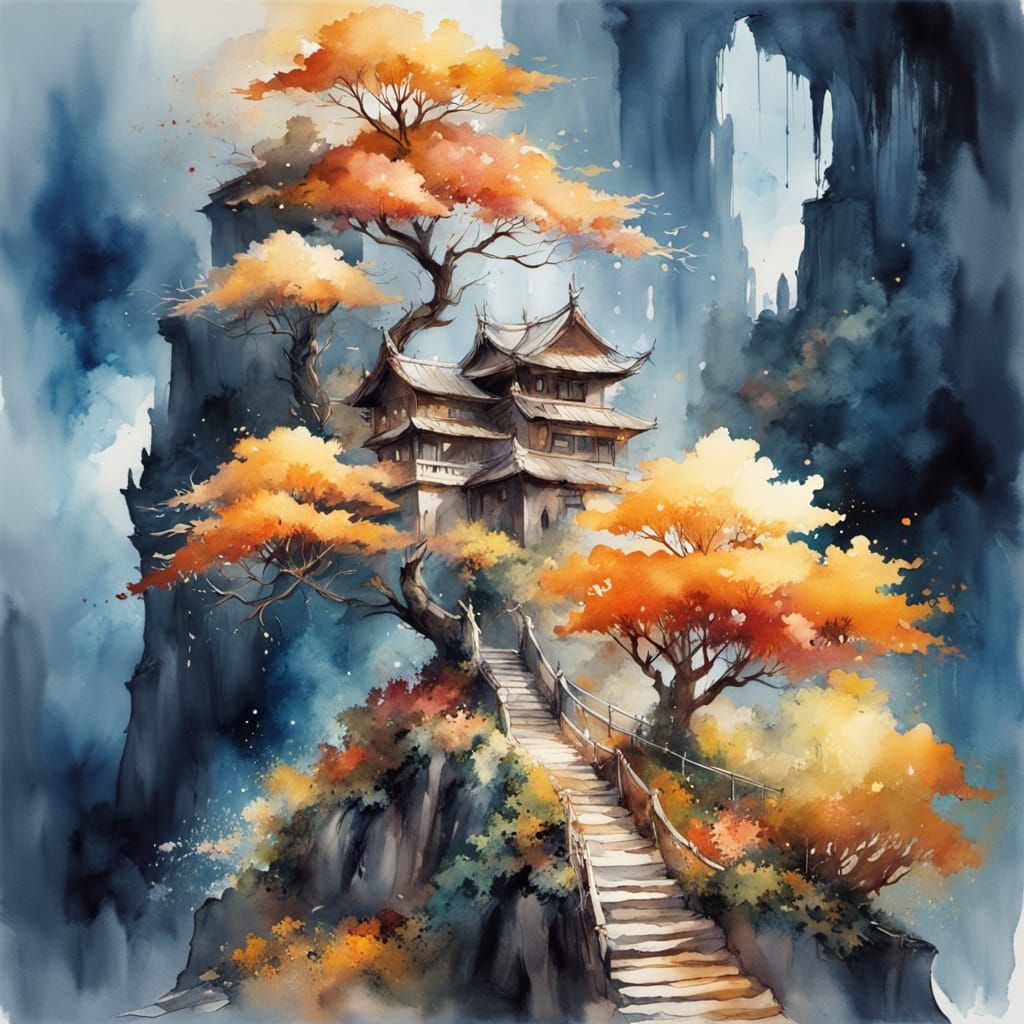 Ethereal Jewelry Bonsai in Watercolor Painting