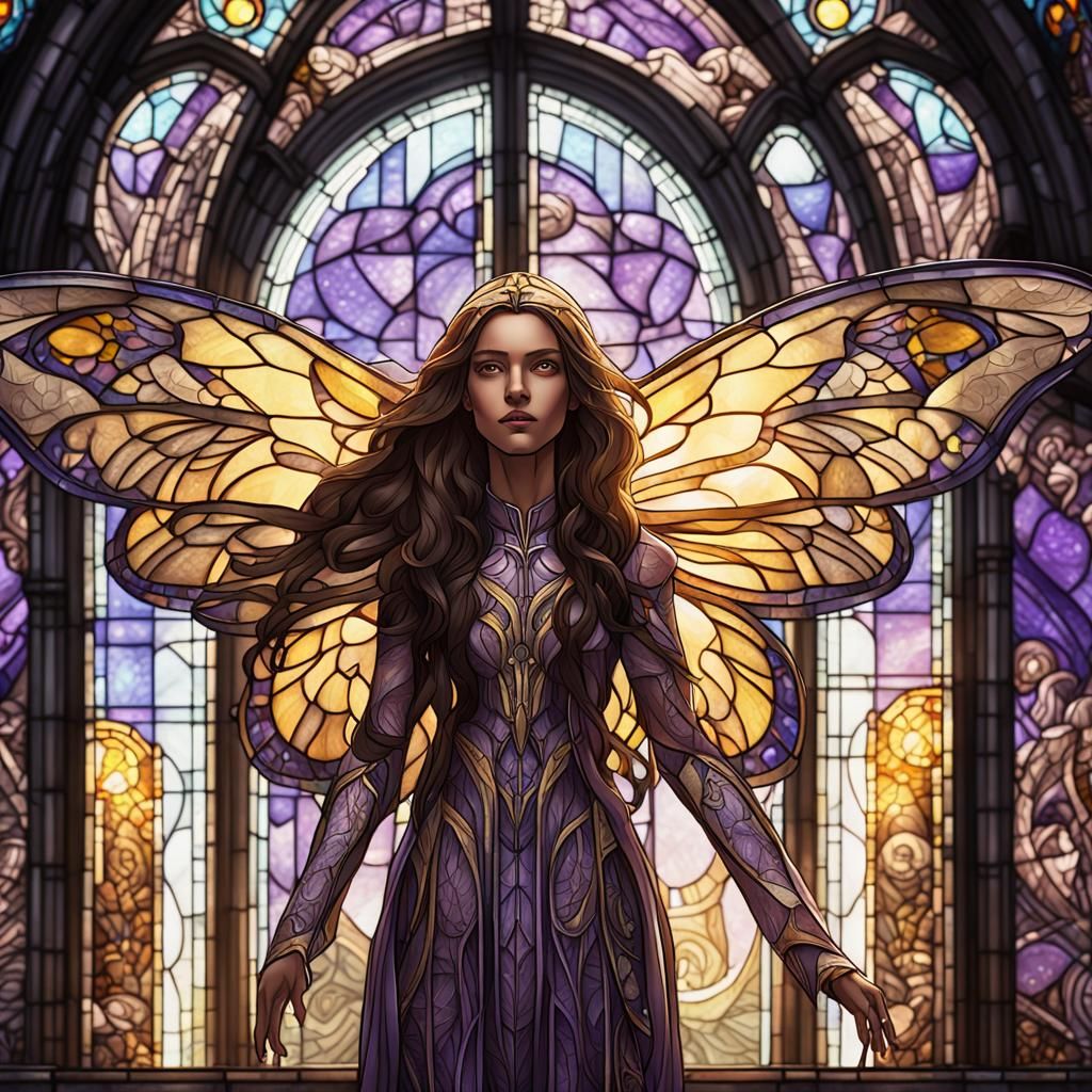 Moth Woman in Cathedral, Dark Fantasy Concept Art