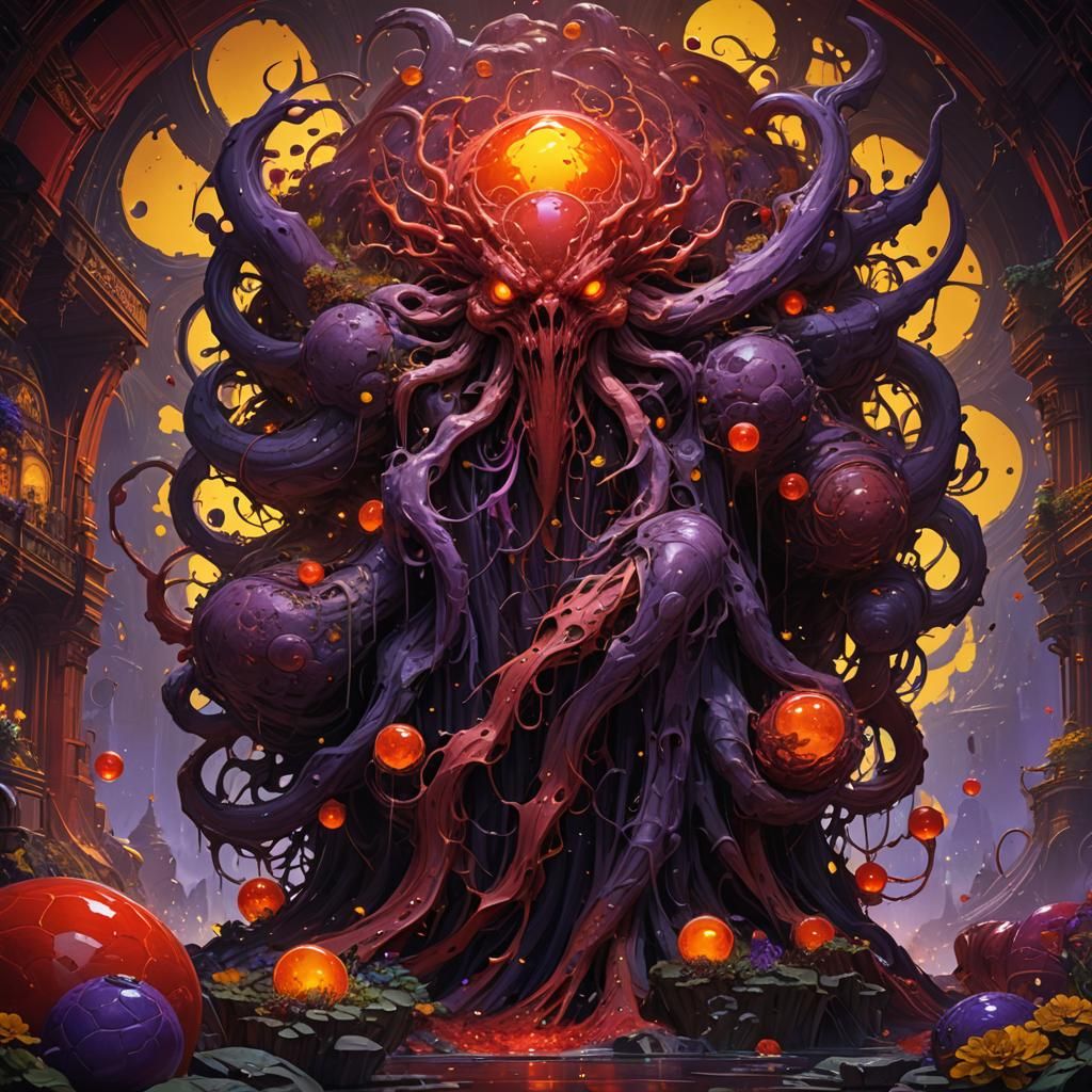 Red Living Blob in Dark Fantasy Style