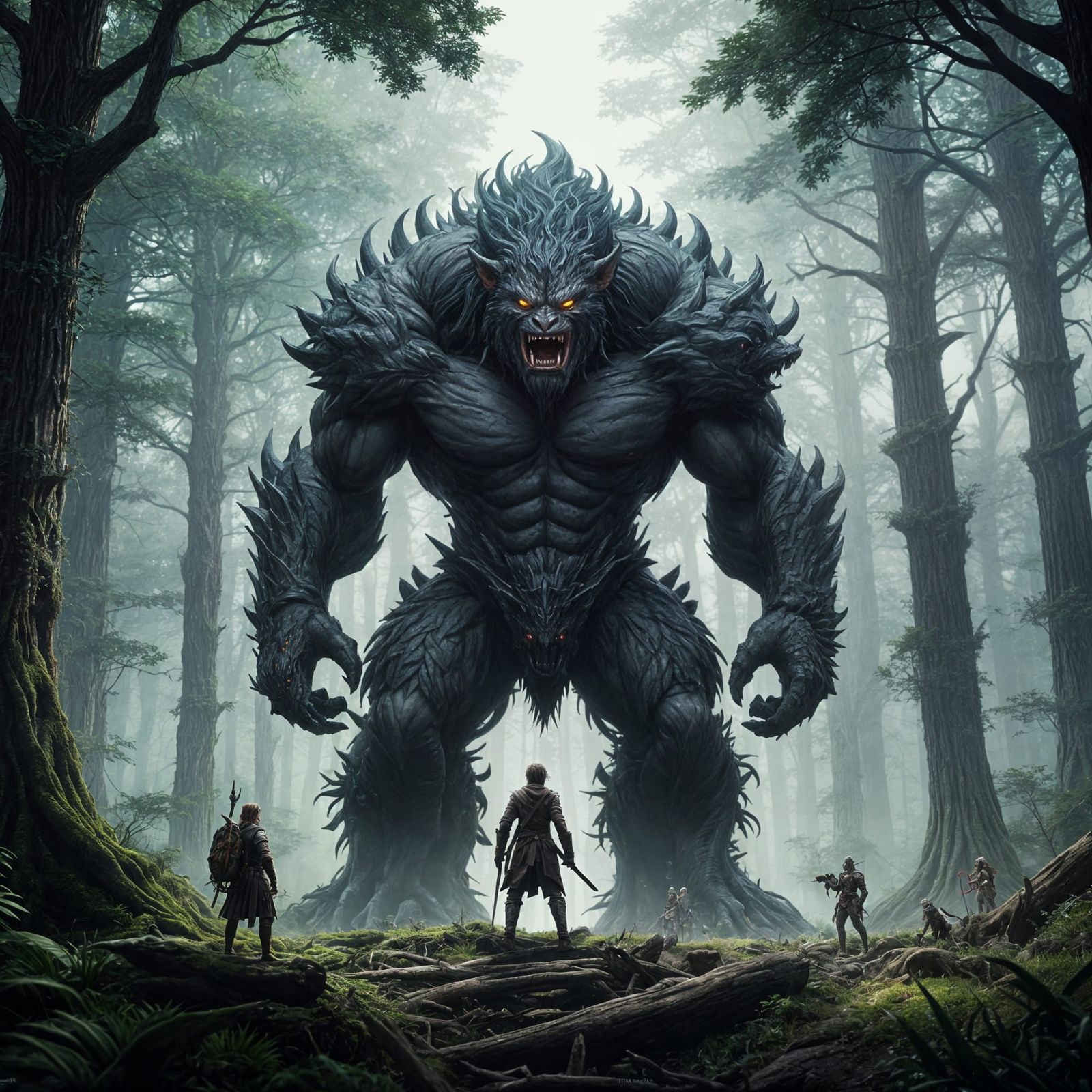 Anime Adventurers Face Tree Monster in HD-2D Forest