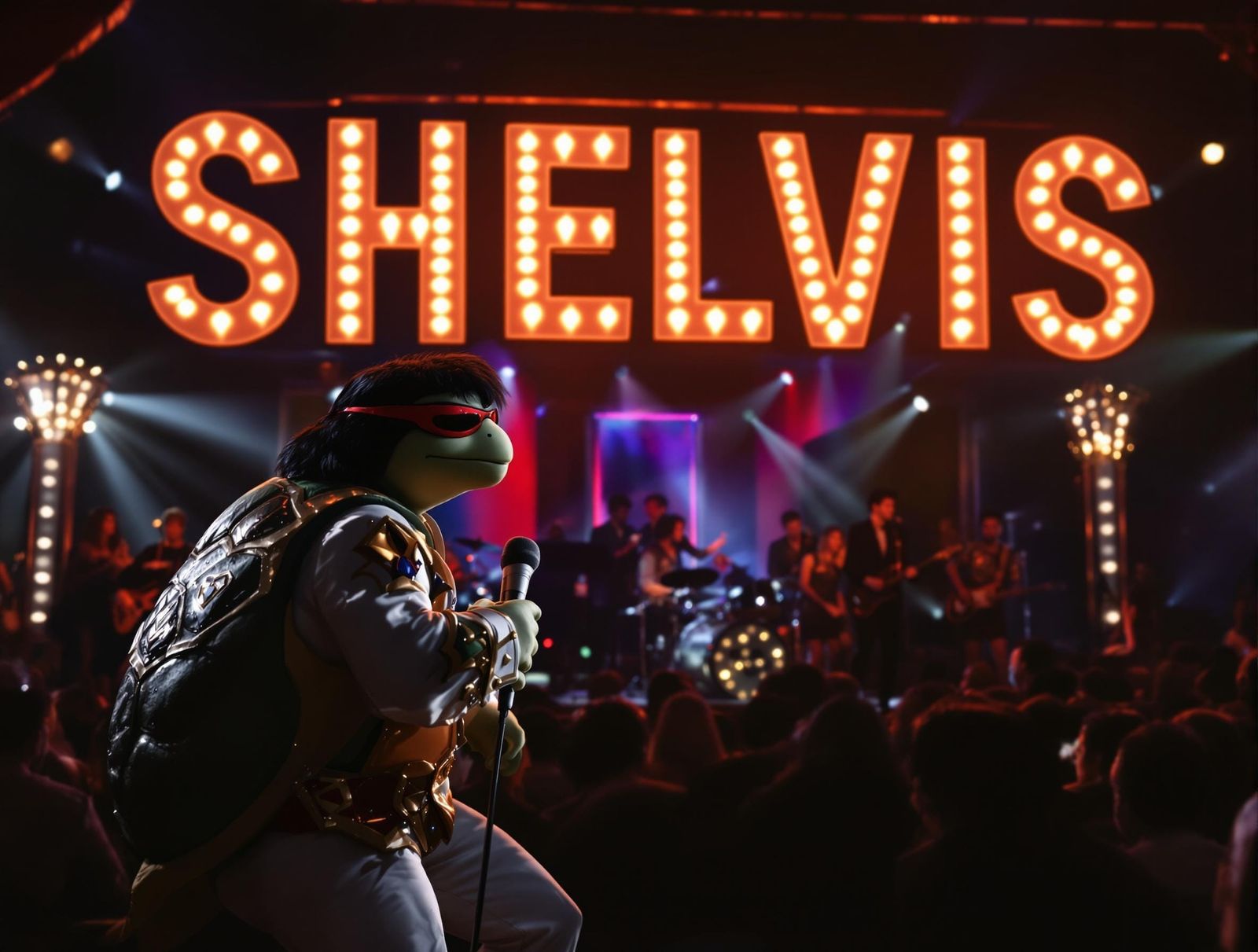 Turtle Elvis Impersonator in Las Vegas Cabaret