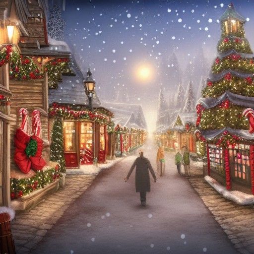 Detailed Matte Painting of a Christmas Town