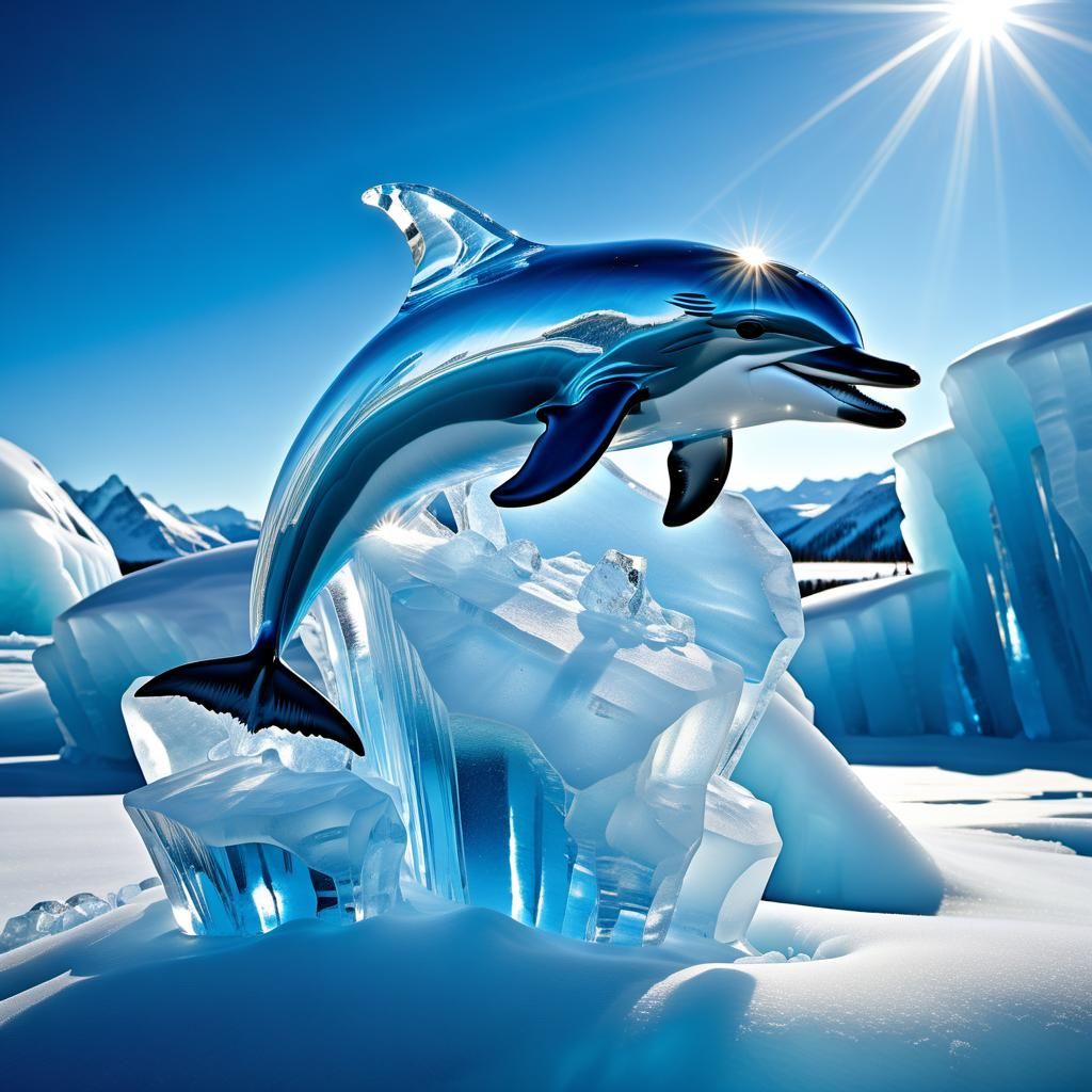 Dolphin ice art