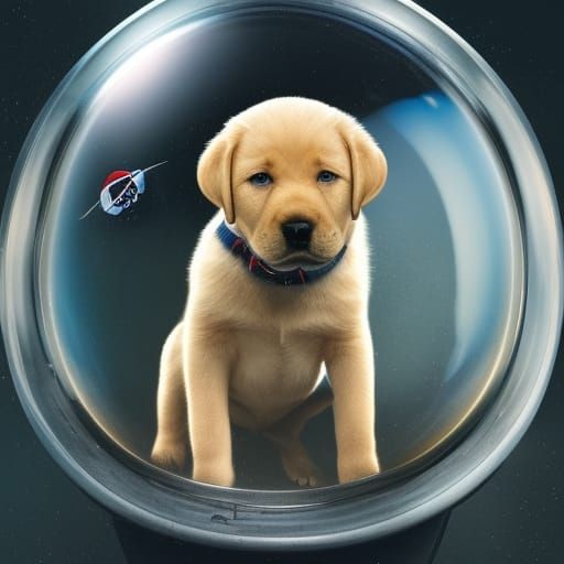 Astronaut Labrador Puppy: Detailed Digital Concept Art