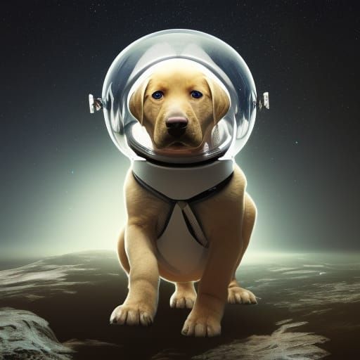Astronaut Labrador Puppy in Hyperdetailed Digital Art