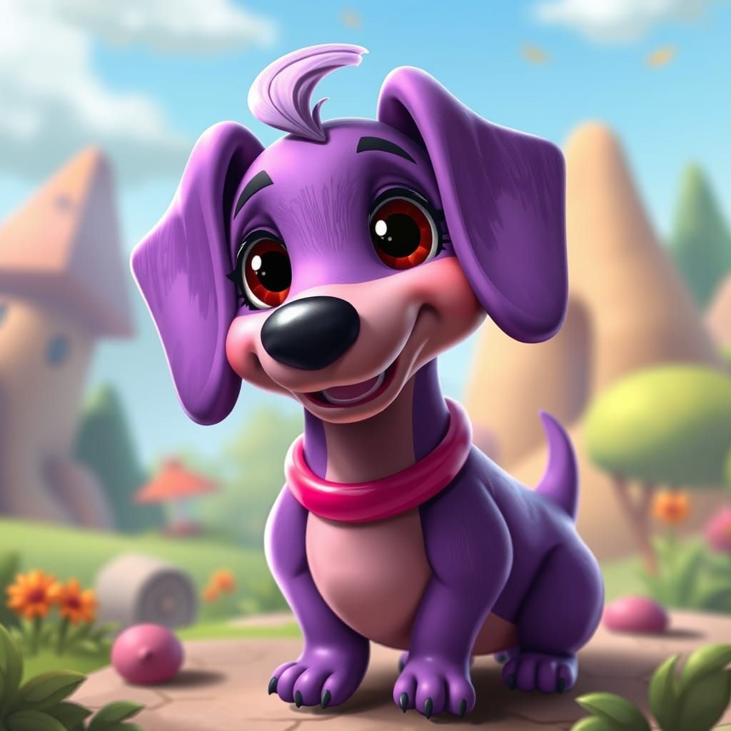 Charming Purple Sausage Dog Portrait for Board Game