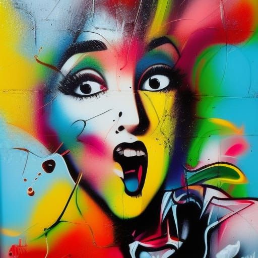 Mina Italian Singer in Graffiti Street Art Style