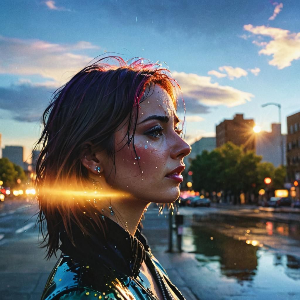 Pop Art: Crying Woman at Sunrise