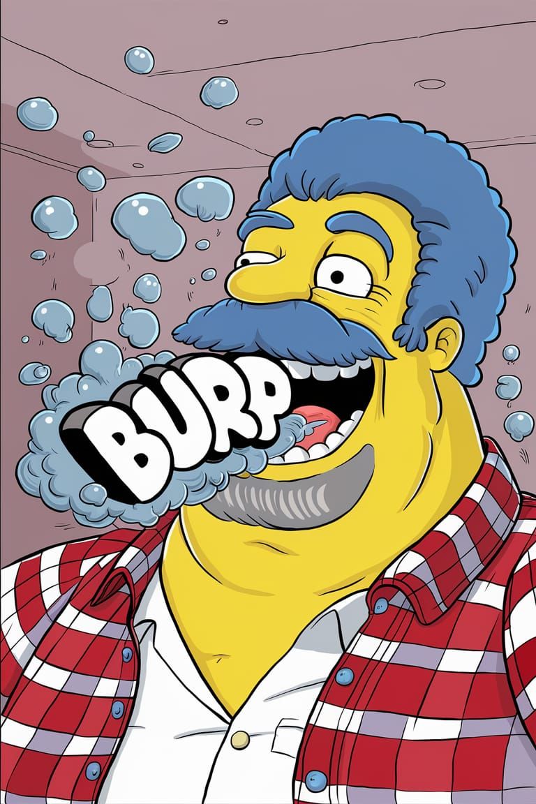 Humorous Simpsons-Style Cartoon: The Burp