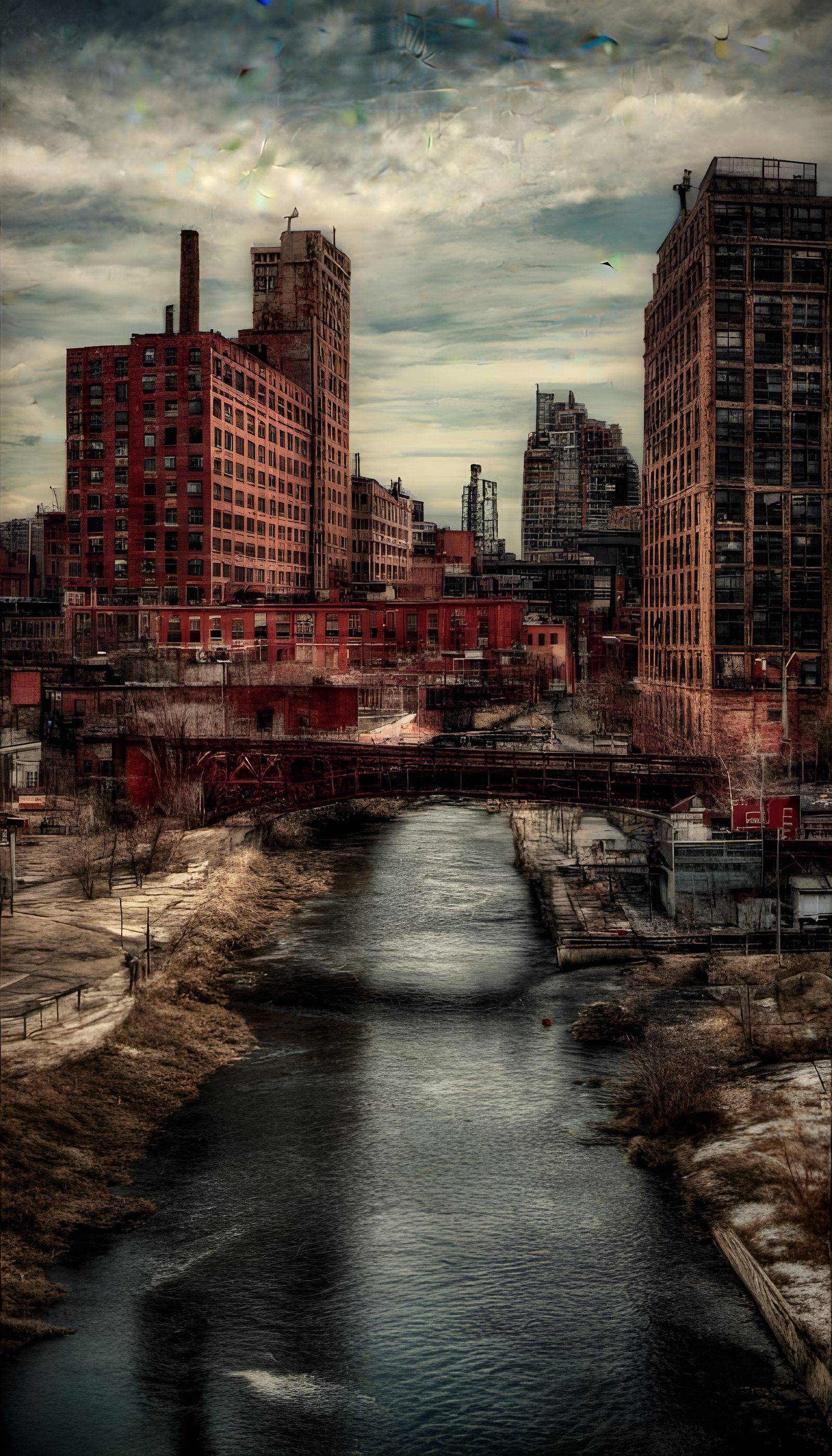 Hyperrealistic Cinematic Scene in Muted Reds and Blues