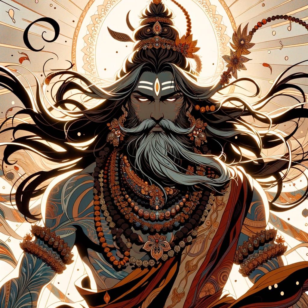 Aghori's Powerful Tandav Dance: Anime-Style Digital Art