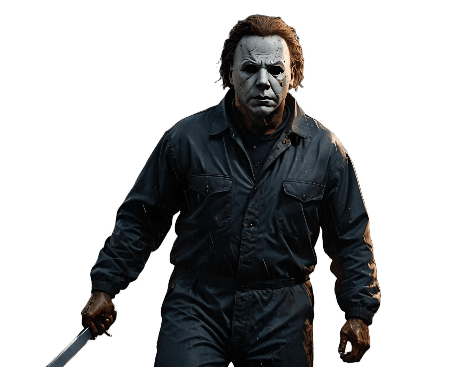 Michael Myers Action Pose in Photorealistic Horror Art