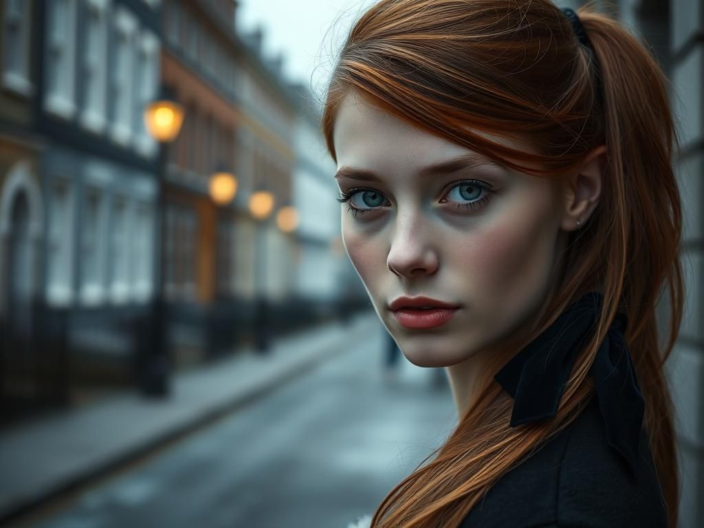 Woman with Black Velvet Ribbon in Belfast Street